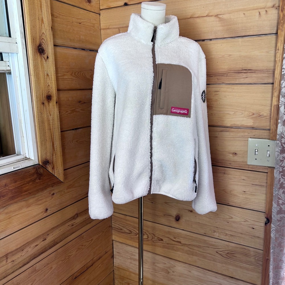 Sherpa Fleece Jacket Women Extra Large Cream Gorpcore Zip Up Canadian Geographic